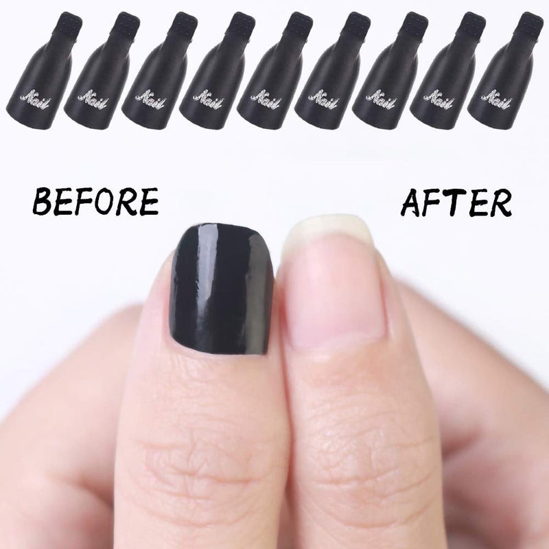 HiMo 10PC Plastic Acrylic Nail Art Soak Off Cap Clip UV Gel Polish Remover Wrap Tool (Black) - Image 2